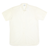 MANCRAFT Womens Cream Nylon Shirt XS Classic Button Front Short Sleeve