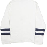 NAUTICA Mens White & Navy Stripe Pullover Hoodie L Cotton Casual Wear