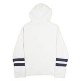 NAUTICA Mens White & Navy Stripe Pullover Hoodie L Cotton Casual Wear