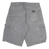 DICKIES Mens Grey Cargo Cotton Shorts L W34 Workwear Utility Pockets