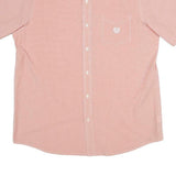 CHAPS Mens Pink Plain Cotton Short Sleeve Shirt L Button-Down Collar Casual