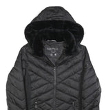 NAUTICA Womens Black Polyester Blend Quilted Jacket S Zip Hooded