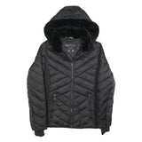 NAUTICA Womens Black Polyester Blend Quilted Jacket S Zip Hooded