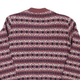 Mens Burgundy Red Patterned Jumper Crew Neck Tight Knit M Winter Casual Knitwear