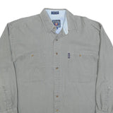 CHAPS RALPH LAUREN Mens Grey Linen Blend Shirt M Button Pocket Casual