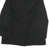 Womens Black Button Jacket M Polyester Blend Plain Classic Relaxed Fit