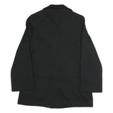 Womens Black Button Jacket M Polyester Blend Plain Classic Relaxed Fit