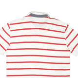 TOMMY HILFIGER Mens White & Red Striped Short Sleeve Polo Shirt 2XL Cotton Blend