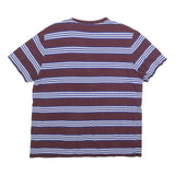 GAP Mens Maroon & Blue Striped T-Shirt XL Short Sleeve Crew Neck Casual Cotton