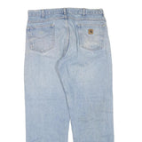 CARHARTT Mens Regular Fit Light Blue Denim Jeans W38 L32 Zip Cotton Blend Casual