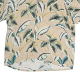 ISLAND SHORES Mens Beige Tropical Leaf Print Casual Shirt XL Lightweight Cotton