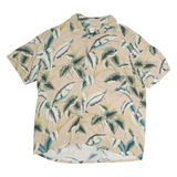 ISLAND SHORES Mens Beige Tropical Leaf Print Casual Shirt XL Lightweight Cotton