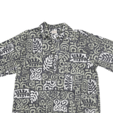 GO BAREFOOT Mens Green & White Cotton Blend Shirt XL Abstract Print Casual