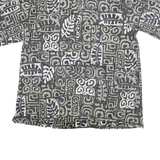 GO BAREFOOT Mens Green & White Cotton Blend Shirt XL Abstract Print Casual