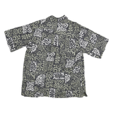 GO BAREFOOT Mens Green & White Cotton Blend Shirt XL Abstract Print Casual