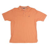 NAUTICA Mens Orange Short Sleeve Plain M Polo Shirt Cotton Summer Casual