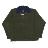 ROUNDY RIDGE Mens Green Navy Polyester Plain 1/4 Zip Pullover Jumper M Outdoor