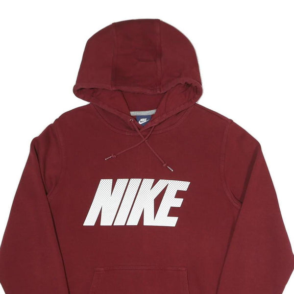 NIKE Mens Maroon Hoodie S Cotton Blend Pullover Hooded Sweatshirt