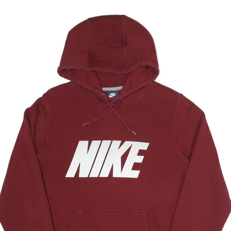 NIKE Mens Maroon Hoodie S Cotton Blend Pullover Hooded Sweatshirt