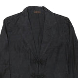 LUXURY Womens Black Rayon Tailored Jacket S Button Closure Plain Elegant