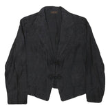 LUXURY Womens Black Rayon Tailored Jacket S Button Closure Plain Elegant