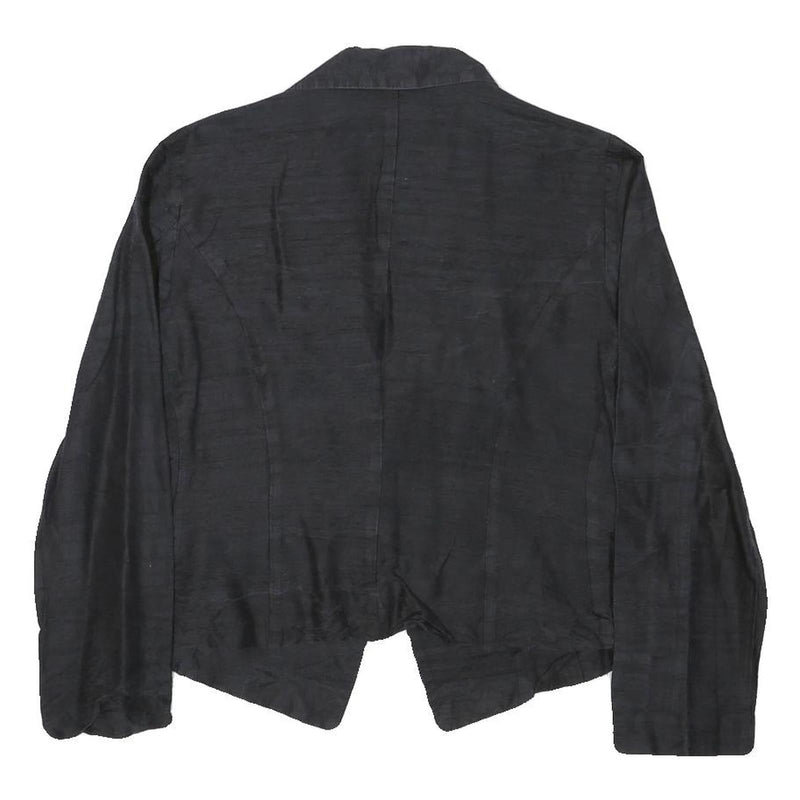 LUXURY Womens Black Rayon Tailored Jacket S Button Closure Plain Elegant