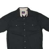 WRANGLER Mens Black & Cream Cotton Blend Short Sleeve Shirt M Casual Button