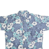 PACIFIC SCENE Mens Blue & White Floral Cotton Shirt L Hawaiian Style Casual