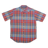 RALPH LAUREN Mens Red Blue Plaid Short Sleeve Shirt M Casual Cotton Blend