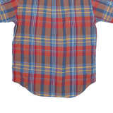 RALPH LAUREN Mens Red Blue Plaid Short Sleeve Shirt M Casual Cotton Blend