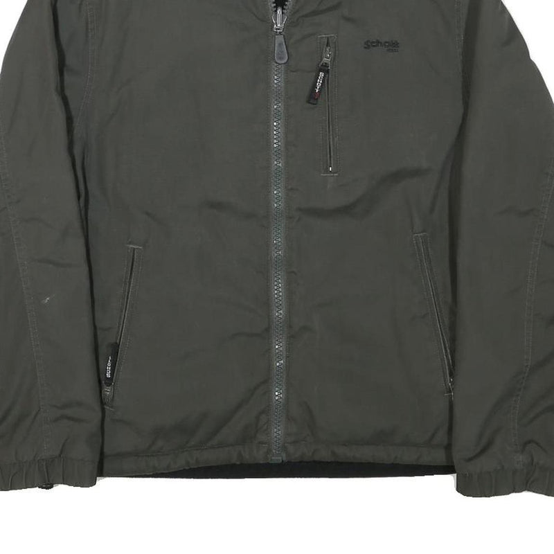 SCHOTT Mens Green Bomber Jacket L Polyester Blend Plain Zip Closure Casual