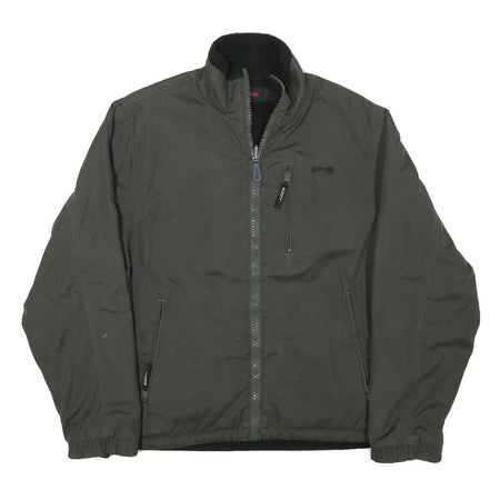 SCHOTT Mens Green Bomber Jacket L Polyester Blend Plain Zip Closure Casual