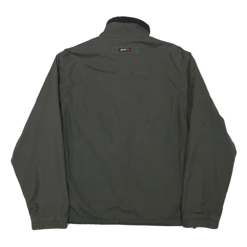 SCHOTT Mens Green Bomber Jacket L Polyester Blend Plain Zip Closure Casual