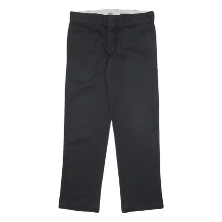 DICKIES Mens Cotton Blend Black Slim Trousers W33 L30 Workwear Zip Closure