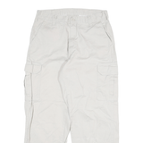 DICKIES Mens Cotton Blend White Relaxed Cargo Trousers W30 L28 Workwear Zip