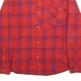 ADIDAS Mens Red & Purple Plaid Shirt M Cotton Blend Casual Long Sleeve Button