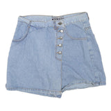 BOLERO Womens Blue Denim Mini Cotton Blend Skater Skirt M Button Fastening