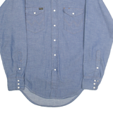WRANGLER Mens Blue Western Shirt M Cotton Blend Classic Fit Snap Button