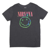 NIRVANA Womens Black Graphic T-Shirt 2XL Short Sleeve Crew Neck Band Merchandise