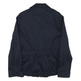 TOMMY HILFIGER Womens Navy Blue Zip Up Cotton Blend Jacket S Plain Casual