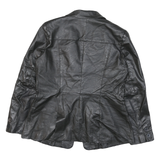 NEWPORT NEWS Womens Black Leather Button Jacket UK 12 Tailored Plain Stylish