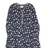 MOUNTAIN WAREHOUSE Womens Blue Floral Cotton Blend Day Dress Long Sleeve UK 10