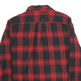 JACHS Mens Red & Black Check Shirt L Long Sleeve Button Closure Casual Flannel