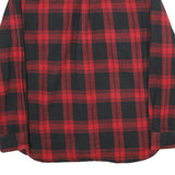 JACHS Mens Red & Black Check Shirt L Long Sleeve Button Closure Casual Flannel