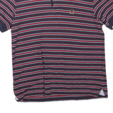 TOMMY HILFIGER Mens Navy & Red Striped Polo Shirt M Cotton Blend Short Sleeve