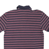 TOMMY HILFIGER Mens Navy & Red Striped Polo Shirt M Cotton Blend Short Sleeve