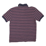 TOMMY HILFIGER Mens Navy & Red Striped Polo Shirt M Cotton Blend Short Sleeve