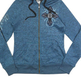 HARLEY DAVIDSON Womens Blue Zip Up Hoodie Jacket M Polyester Cross Graphic