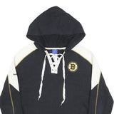 REEBOK Womens Black & White Bruins Hoodie M Lace Up Cotton Blend