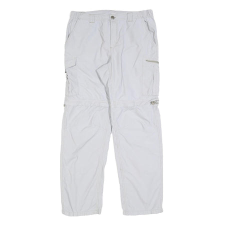 COLUMBIA Mens Polyester Blend White Relaxed Cargo Trousers W34 L30 Outdoor Zip